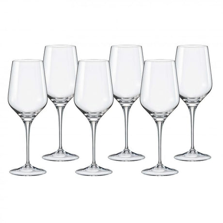 Elegant set of 6 lead-free crystalline red wine glasses, 460ml, crafted for a refined wine experience and easy cleanup.