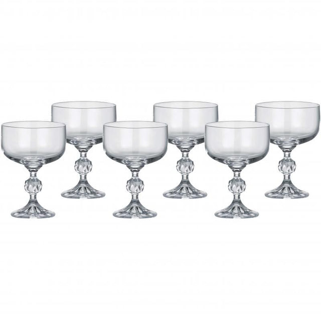 Elegant set of 6 Bohemia Claudia 200ml cocktail glasses, crafted from lead-free crystal with a diamond cut stem, ideal for any occasion.