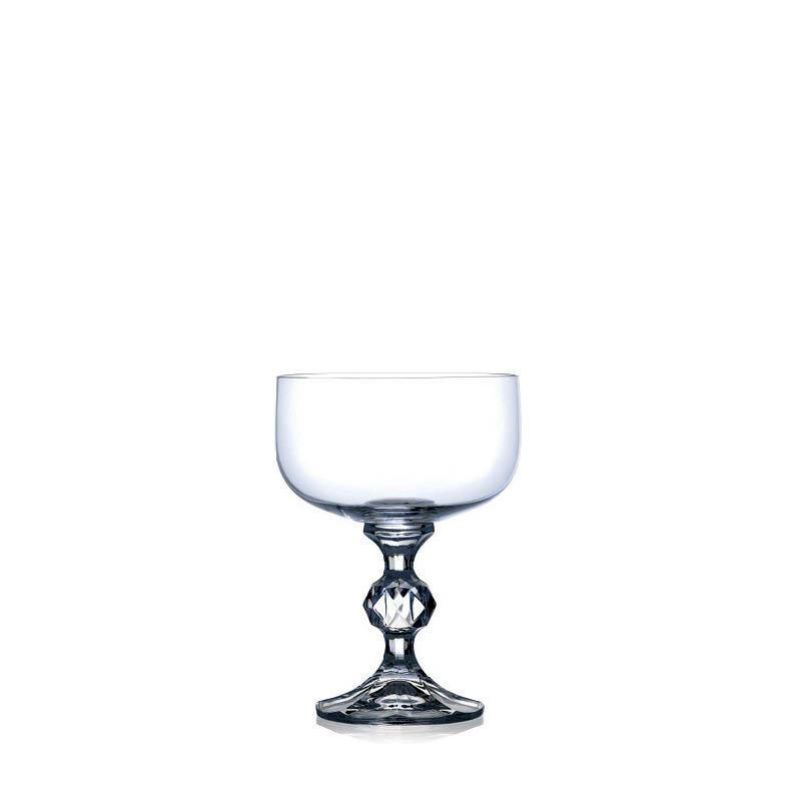 Elegant set of 6 Bohemia Claudia cocktail glasses, 200ml capacity, lead-free crystal with diamond cut design, dishwasher safe.