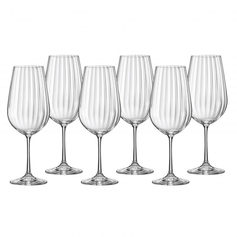 Elegant set of 6 lead-free crystal red wine glasses, 550ml, perfect for enhancing wine flavors and stylish dining.