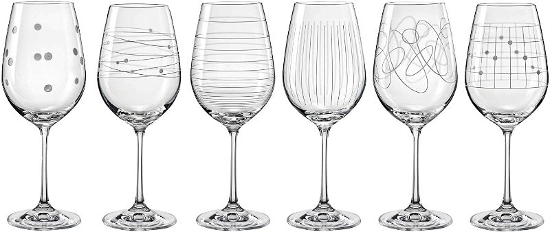 Set of 6 sophisticated 450ml crystal wine glasses, 23.5cm tall, perfect for enhancing dining and wine experiences.