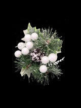 Snowy Pine Pick featuring a pine cone and white berries, perfect for festive home decor and winter arrangements.
