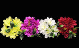 Vibrant artificial dahlia bush with greenery, perfect for elegant home decor and versatile floral arrangements.