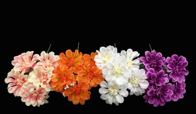 Vibrant set of 72 artificial mum bushes, perfect for home decor and events, offering long-lasting beauty without maintenance.