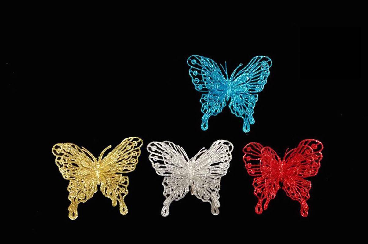 Silver glitter butterfly hair clip, adding sparkle and elegance to any hairstyle for special occasions or everyday wear.