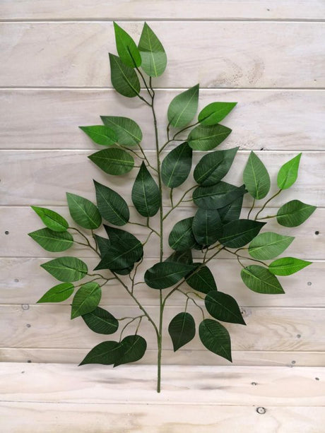 Lifelike green artificial ficus leaves, UV-resistant, perfect for hassle-free indoor and outdoor decor.
