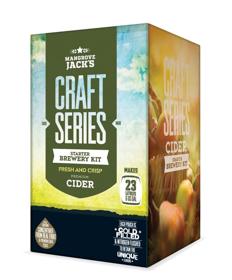 Apple Cider Starter Home Brewing Kit with 30L barrel, thermometer, and ingredients for crafting 23L of refreshing apple cider.