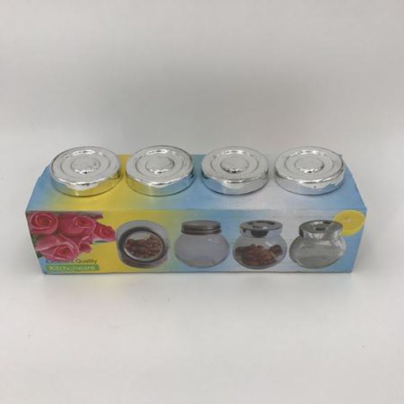 Set of 12 glass storage jar sets, each with 4 airtight jars for organizing pantry dry goods and enhancing kitchen decor.