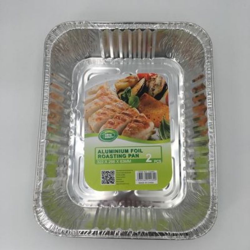 High-quality 322MM aluminum foil trays, durable and lightweight, perfect for serving, baking, and grilling. 24 pieces total.