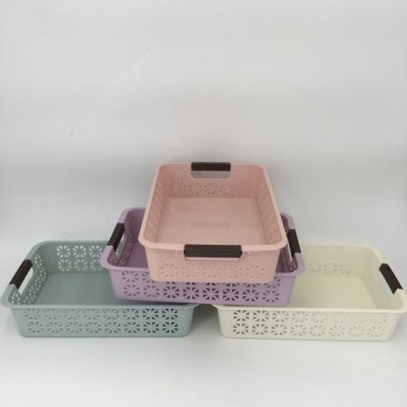 Set of 12 assorted plastic baskets, 30 x 19 x 7 cm, ideal for stylish home organization and versatile storage solutions.