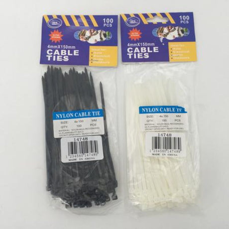 Durable 4 x 150mm cable ties in a bulk pack of 1200, perfect for organizing wires and securing items in any setting.