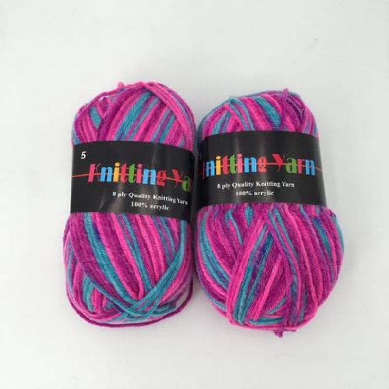 Vibrant #5 Mix knitting yarn set of 6, 100g each, made from soft 100% acrylic for cozy projects and accessories.