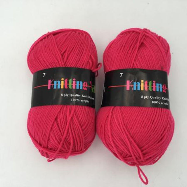Vibrant #7 Red knitting yarn set of 6, 100g each, 8 ply, soft and durable, ideal for various crafting projects.