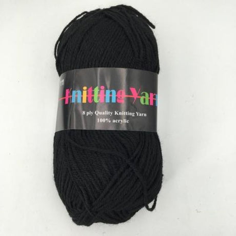 Set of 6 skeins #11 Black 100g knitting yarn, soft 100% acrylic, perfect for cozy projects and versatile crafting.