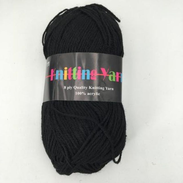 Set of 6 skeins #11 Black 100g knitting yarn, soft 100% acrylic, perfect for cozy projects and versatile crafting.