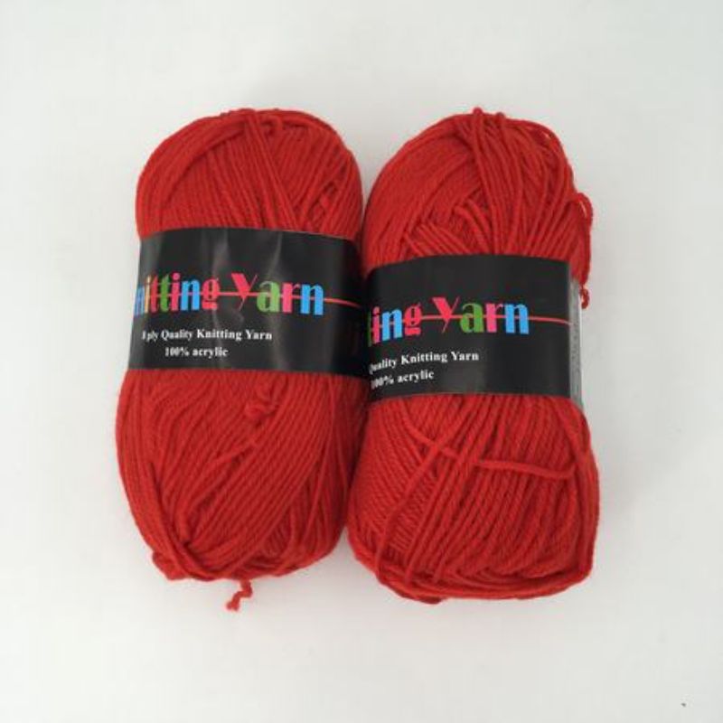 Set of 6 vibrant #18 Red 100g acrylic knitting yarn, ideal for versatile crafting projects and professional results.