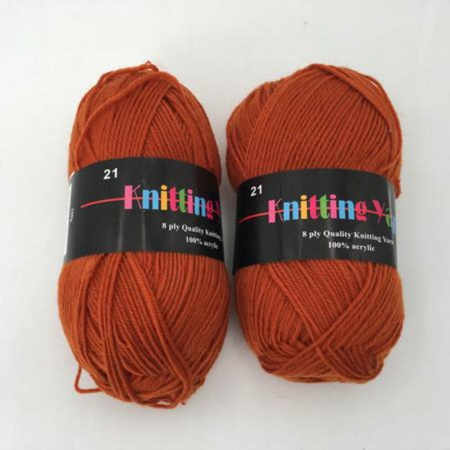 Colorful set of 6 premium 8-ply knitting yarn skeins (100g each) made from 100% durable acrylic for versatile projects.