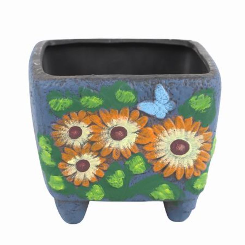 Elegant set of 2 ceramic flower pots with a stunning floral design, perfect for home decor and plant display.