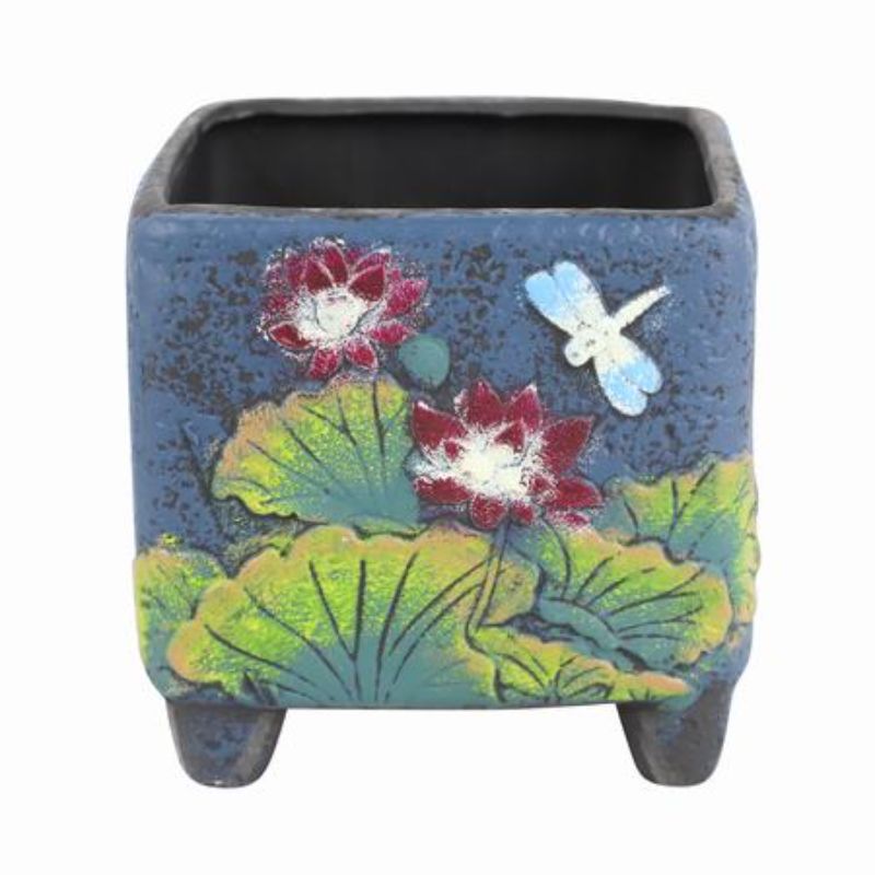 Set of 2 elegant ceramic pots with floral designs, perfect for indoor plants and outdoor decor.