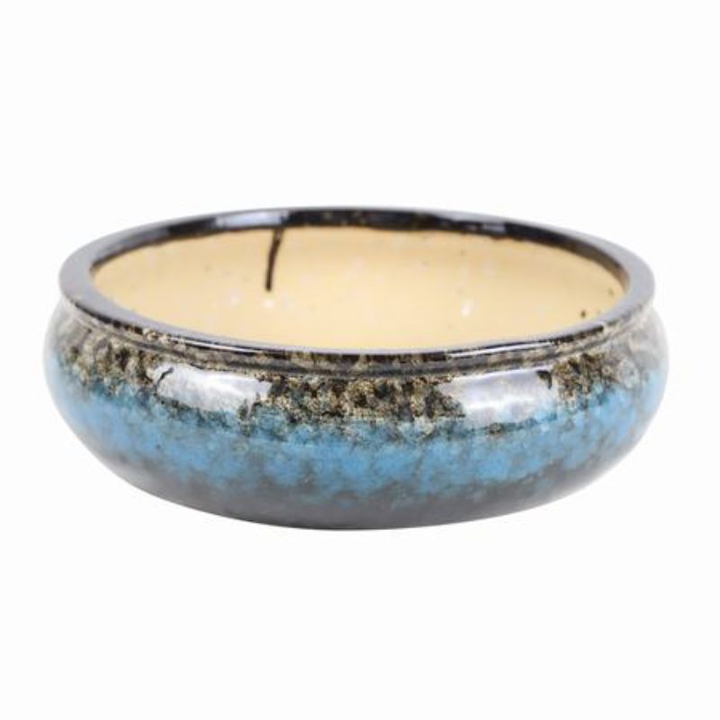 Elegant ceramic pots (set of 2), D 23CM X H 7CM, perfect for indoor plants with drainage holes for healthy growth.