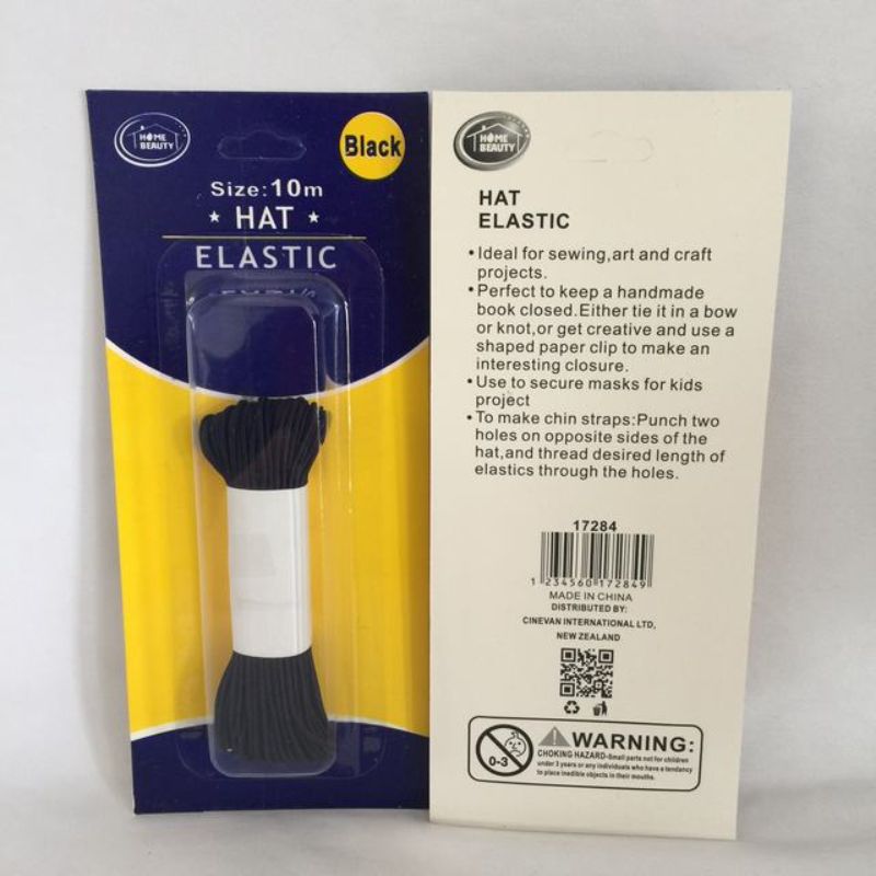 Set of 12 black elastic bands, 10m each, perfect for sewing, crafting, and DIY projects with reliable stretch and recovery.