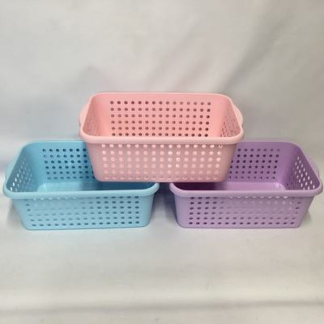 Colorful plastic baskets set of 12, ideal for organizing toys, toiletries, and pantry items in stylish, compact storage.