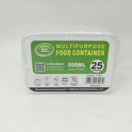 500ml plastic food containers, 300 units, perfect for meal prep, storage, and organization with a stackable design.