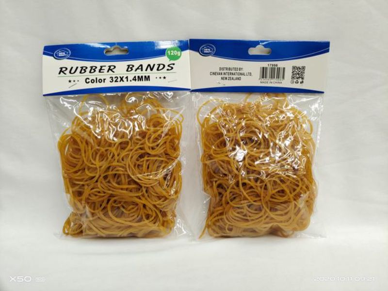 Durable 32 x 1.4MM rubber bands in 12 convenient packs, perfect for organizing documents and office supplies.