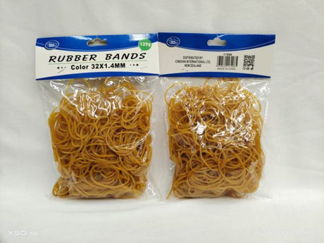 Durable 32 x 1.4MM rubber bands in 12 convenient packs, perfect for organizing documents and office supplies.