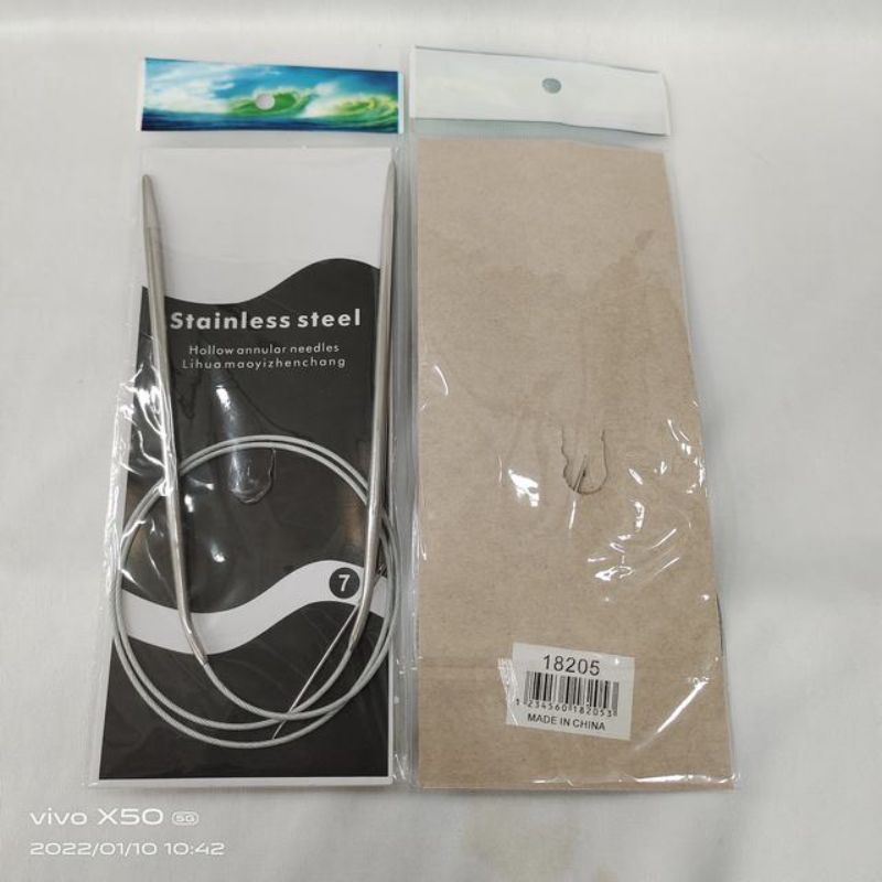 Set of 12 circular hollow knitting needles designed for easy yarn management and ergonomic comfort for all skill levels.