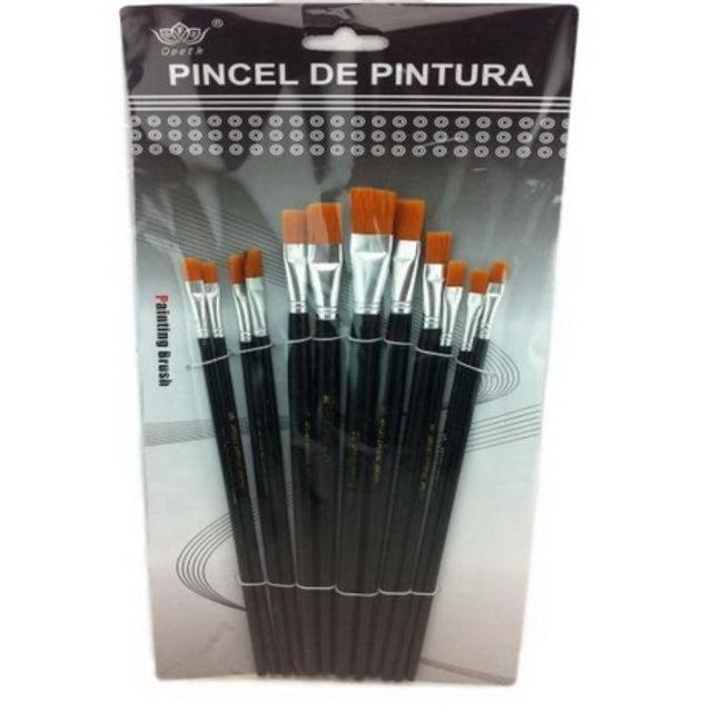 Set of 12 premium black paint brushes for precise, smooth application on various surfaces, ideal for artists and DIY projects.