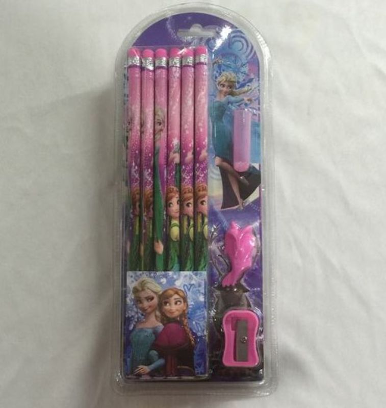 Set of 12 Frozen-themed pencils featuring colorful characters, perfect for creative writing and artistic projects.