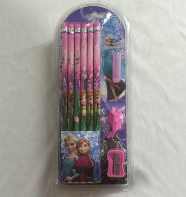 Set of 12 Frozen-themed pencils featuring colorful characters, perfect for creative writing and artistic projects.
