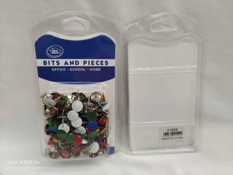 Set of 200 durable push pins (12 packs) for organizing notes and photos on bulletin and cork boards.