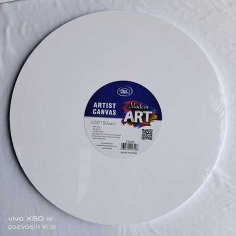 Set of 6 round 50cm artist canvases, perfect for painting with acrylics, oils, and mixed media.