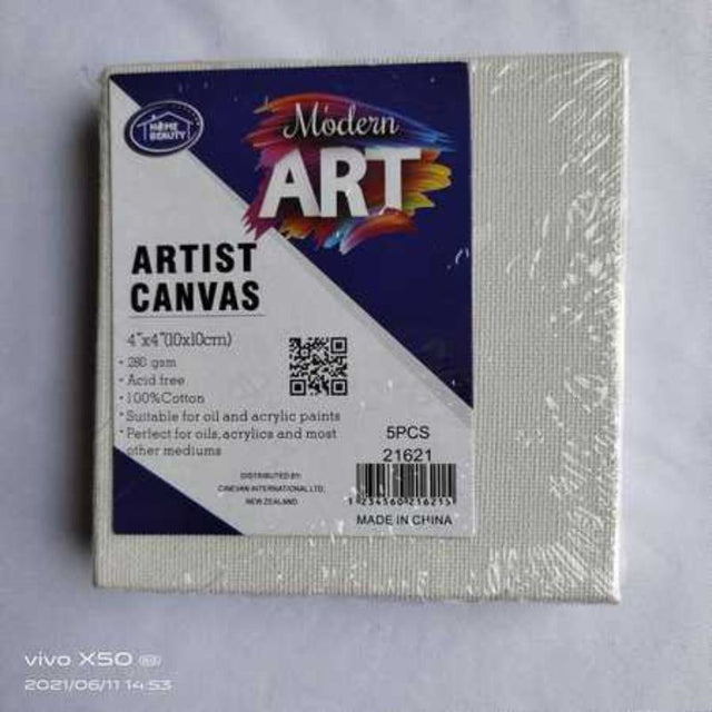 Set of 6 premium 10x10CM artist canvases, perfect for painting, sketching, and mixed media projects.