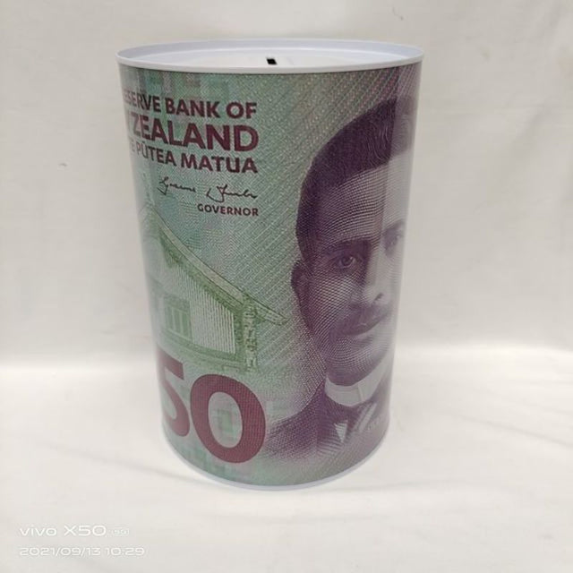 Set of 6 vibrant fifty-dollar money pots, ideal for themed parties, events, or fun playtime, measuring 22cm each.