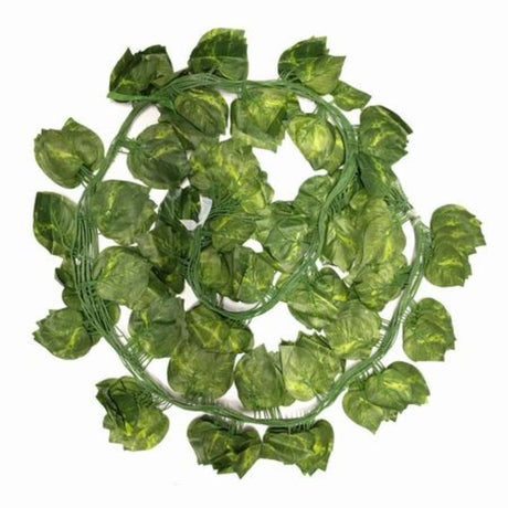 Lifelike 2.3m artificial leaves (12pcs) for easy, maintenance-free greenery in home decor or DIY projects.