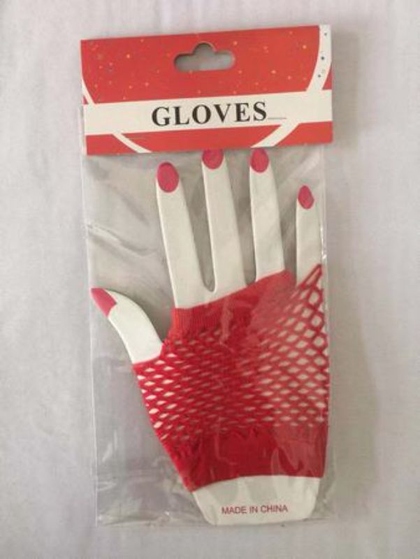 Vibrant short red gloves in a set of 12, perfect for adding flair to parties, performances, and costume events.