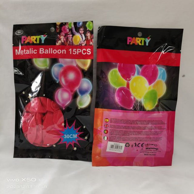 Bright red metallic balloons, 30cm, perfect for festive decor, available in a pack of 180 for celebrations and events.
