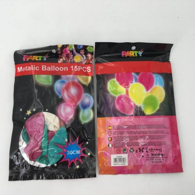 Colorful 30cm metallic balloons in mixed hues, perfect for vibrant decorations at parties, weddings, and festivals.