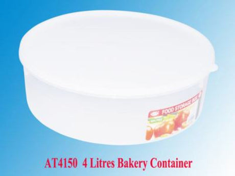 Set of 12 stackable 4L plastic bakery containers for fresh storage of cakes, pastries, and cookies in a space-saving design.