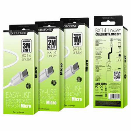 Set of 12 white 1m USB Micro cables for fast charging and data transfer, ideal for smartphones and tablets.