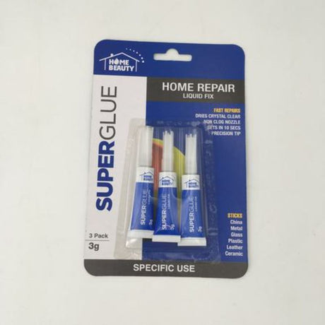 Super Glue 3pcs 3g packs offer strong adhesion for various materials, perfect for repairs and crafting projects.