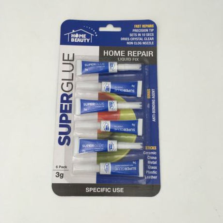 Super Glue & Debonder set with 6x3g tubes in 12 packs, ideal for versatile bonding and easy glue removal.
