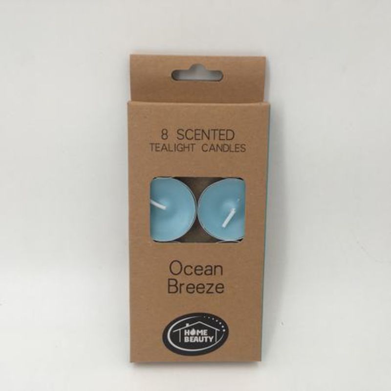 Blue Scented Ocean Tealigth Candles (96pcs) creating a calming, elegant atmosphere with a refreshing ocean fragrance.