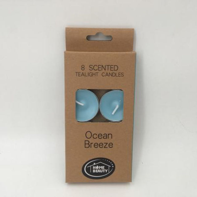 Blue Scented Ocean Tealigth Candles (96pcs) creating a calming, elegant atmosphere with a refreshing ocean fragrance.