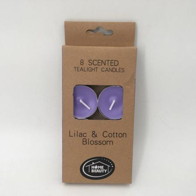 Purple scented Tealigth candles (96 pcs) for relaxation, elegant decor, and a soothing aromatic atmosphere.