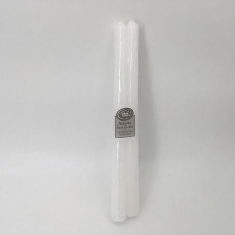 Unscented white taper candles (36 pcs) for elegant ambiance in any occasion, perfect for dining or celebrations.