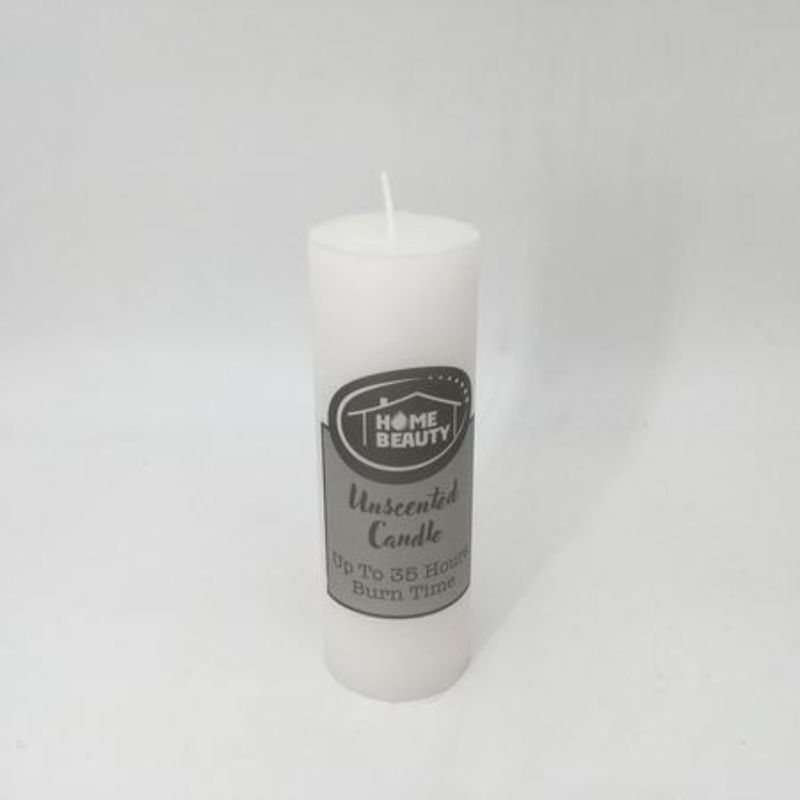 Set of 12 unscented white pillar candles, 15cm tall, ideal for elegant decor and ambient lighting for any occasion.